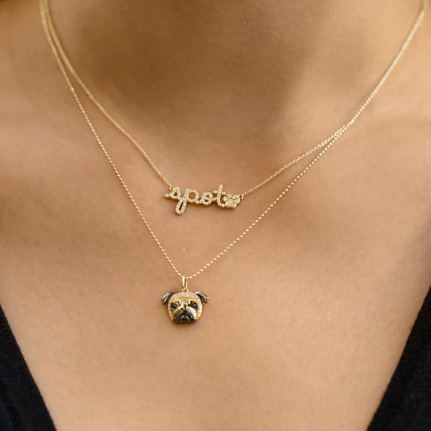 Gold & Diamond Small Custom Script Heart Icon Necklace