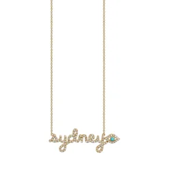 Gold & Diamond Small Custom Script Heart Icon Necklace