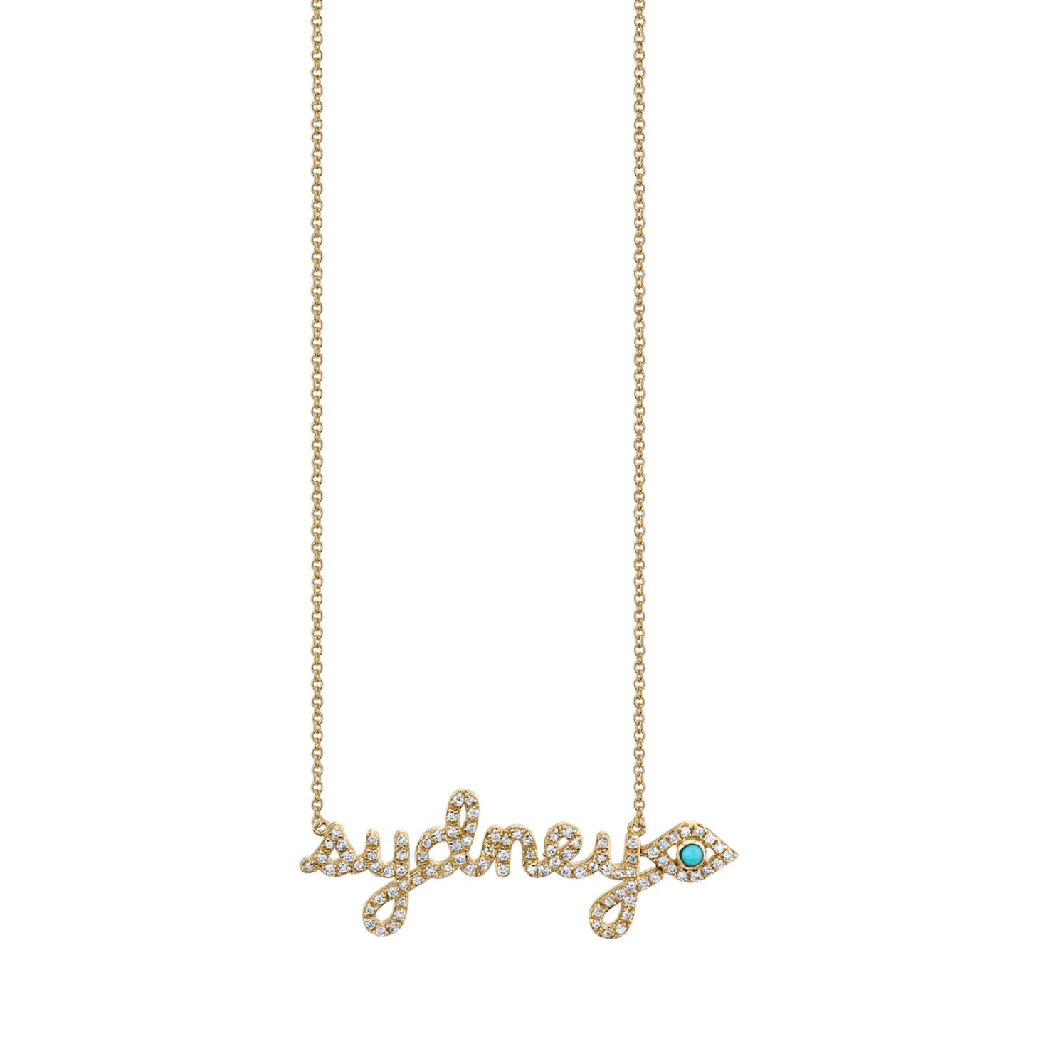 Gold & Diamond Small Custom Script Heart Icon Necklace