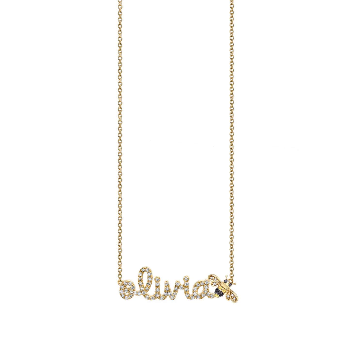 Gold & Diamond Small Custom Script Heart Icon Necklace