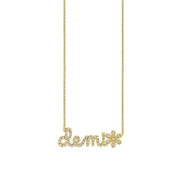 Gold & Diamond Small Custom Script Heart Icon Necklace