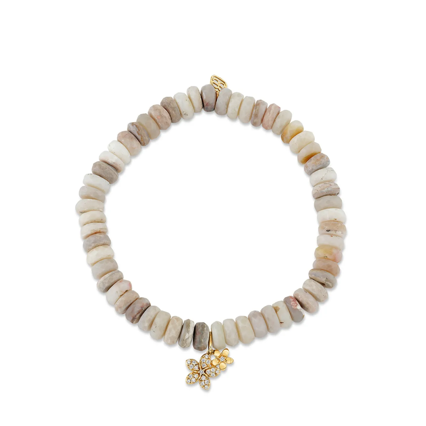 Gold & Diamond Small Double Plumeria on Australian Opal