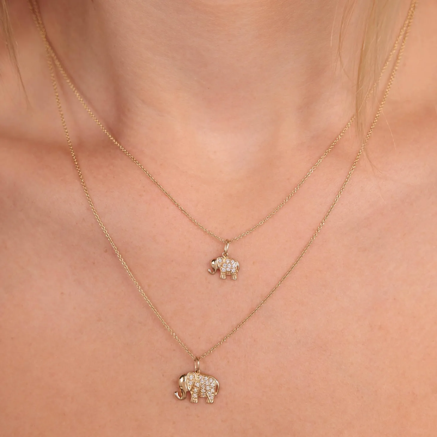 Gold & Diamond Small Elephant Charm