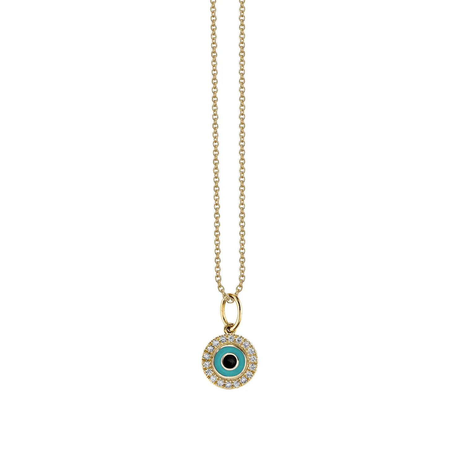 Gold & Diamond Small Enamel Round Eye Charm