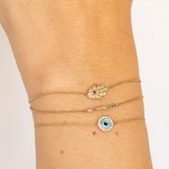 Gold & Diamond Small Enamel Eye Bracelet