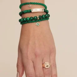 Gold & Diamond Small Eye on Green Onyx
