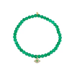 Gold & Diamond Small Eye on Green Onyx