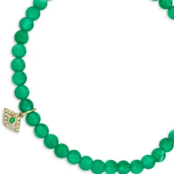 Gold & Diamond Small Eye on Green Onyx
