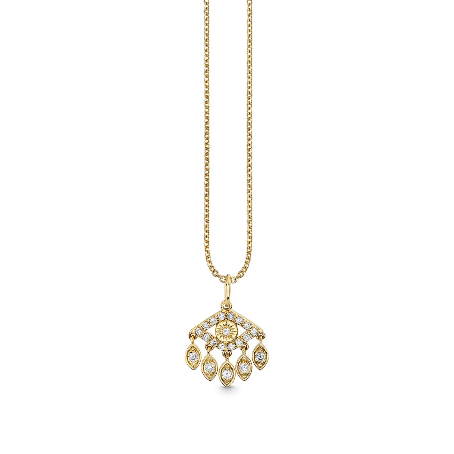 Gold & Diamond Small Eye With Marquise Eye Fringes Charm