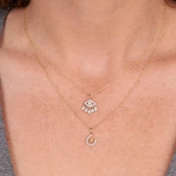 Gold & Diamond Small Eye With Marquise Eye Fringes Charm