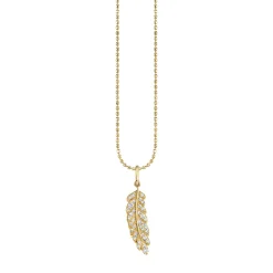 Gold & Diamond Small Feather Charm