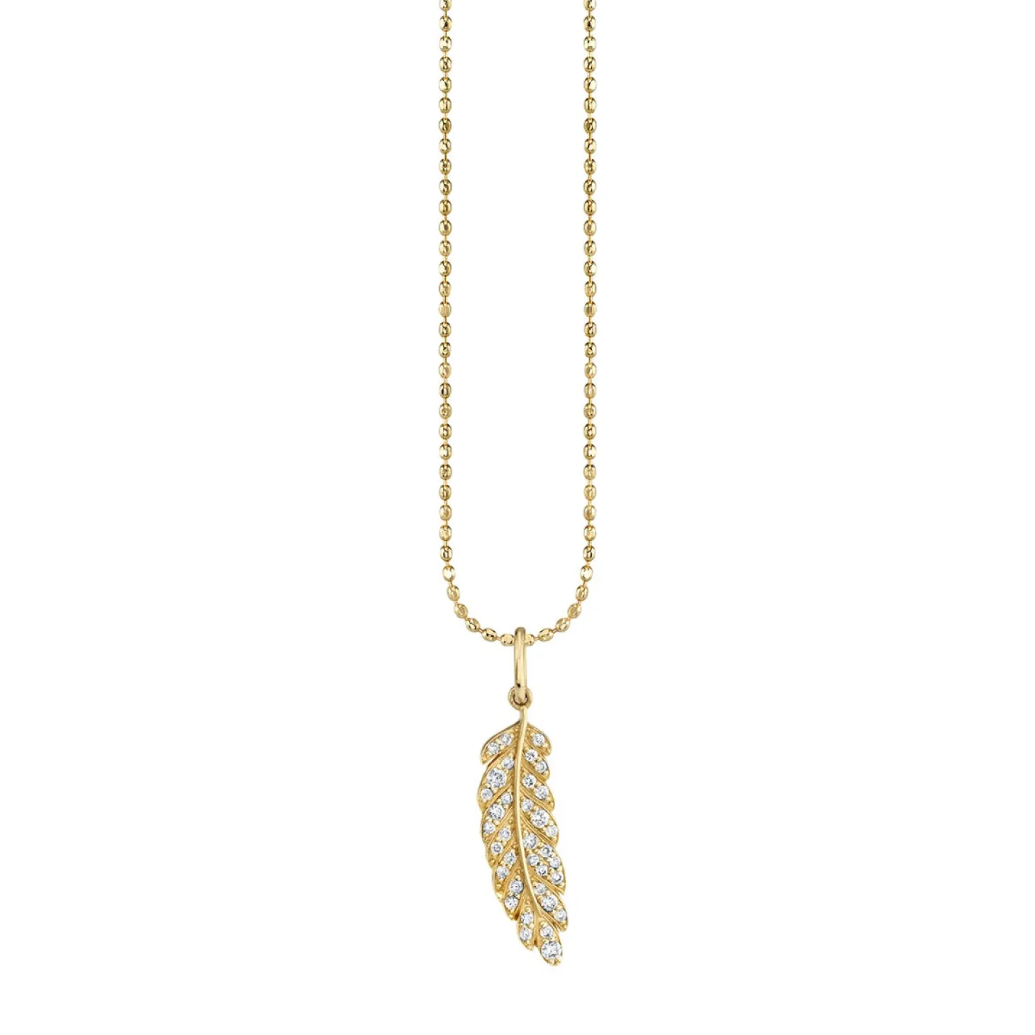 Gold & Diamond Small Feather Charm