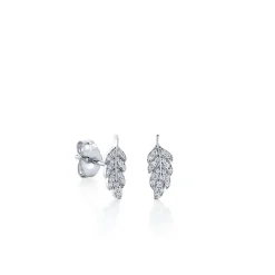 Gold & Diamond Small Feather Stud