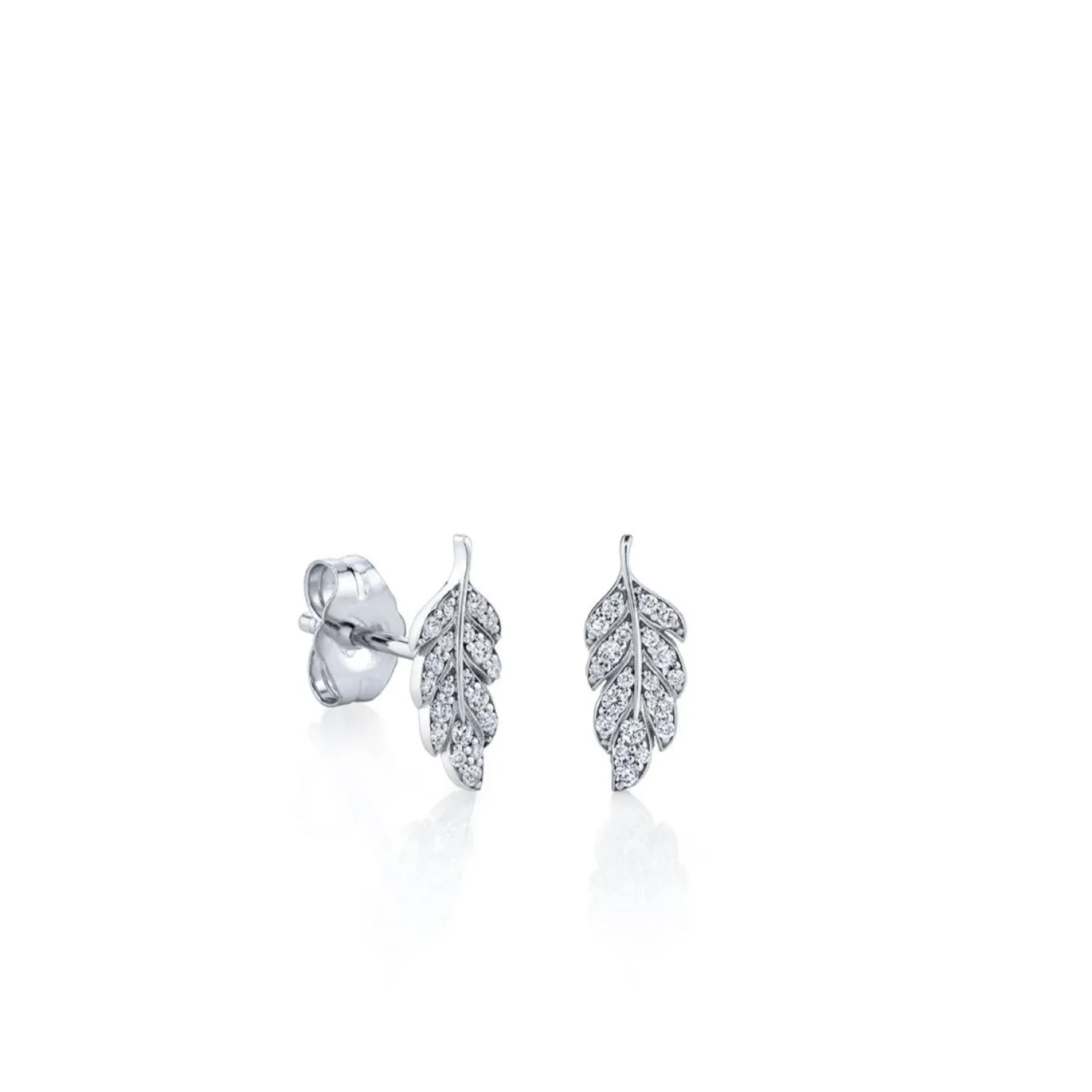 Gold & Diamond Small Feather Stud