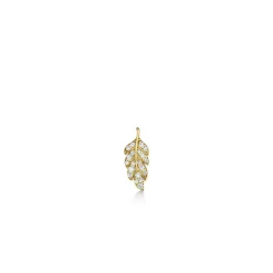 Gold & Diamond Small Feather Stud