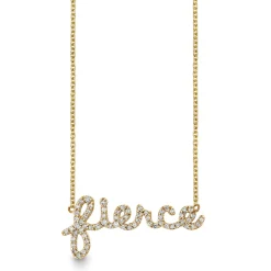 Gold & Diamond Small Fierce Script Necklace