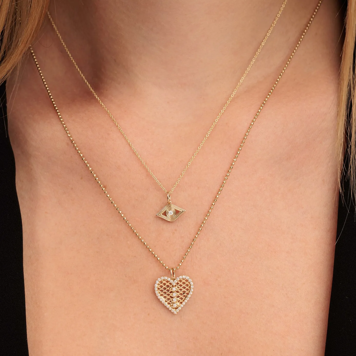 Gold & Diamond Small Fluted Eye Charm