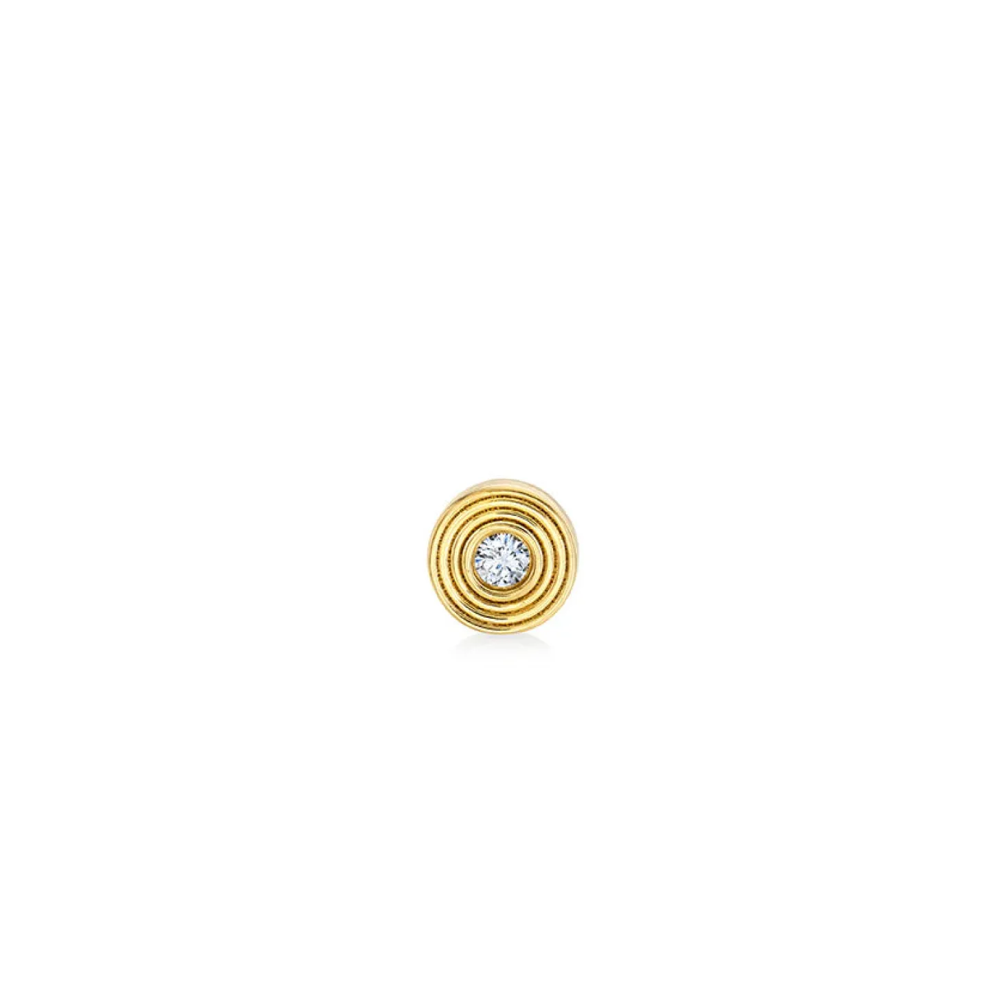 Gold & Diamond Small Fluted Single Stone Stud