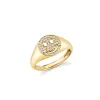 Gold & Diamond Small Happy Face Signet Ring