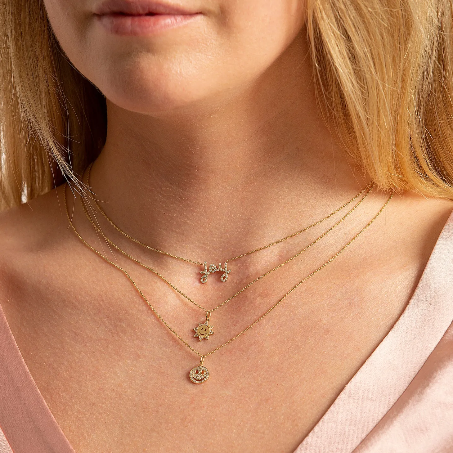 Gold & Diamond Small Happy Face Sun Charm