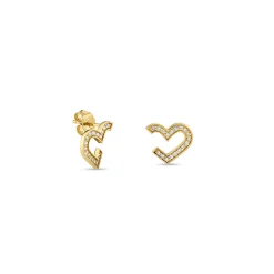 Gold & Diamond Small Heart Wrap Hoop