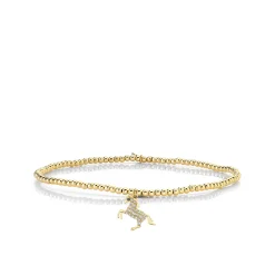 Gold & Diamond Small Horse on Gold Beads