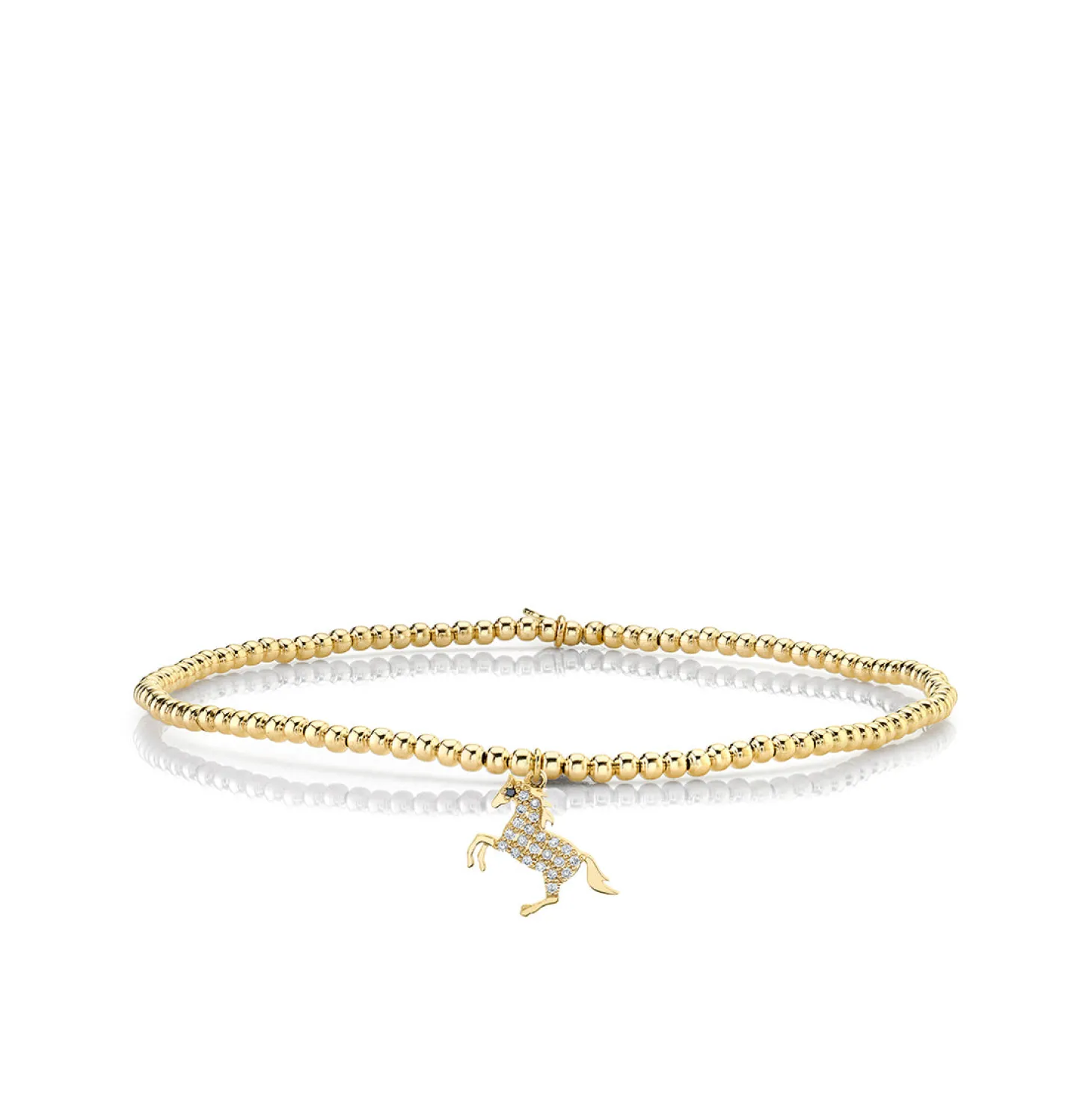 Gold & Diamond Small Horse on Gold Beads