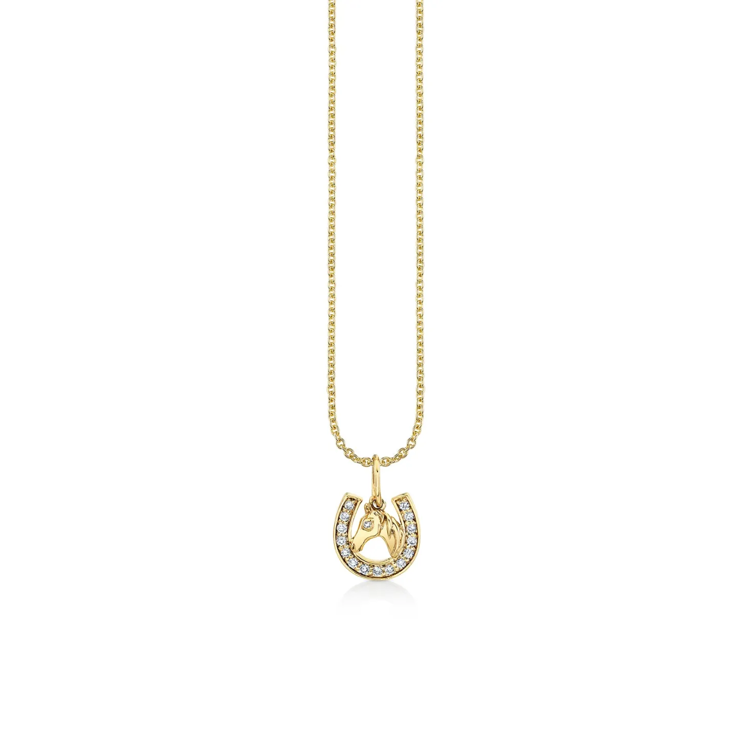 Gold & Diamond Small Horse Horseshoe Charm