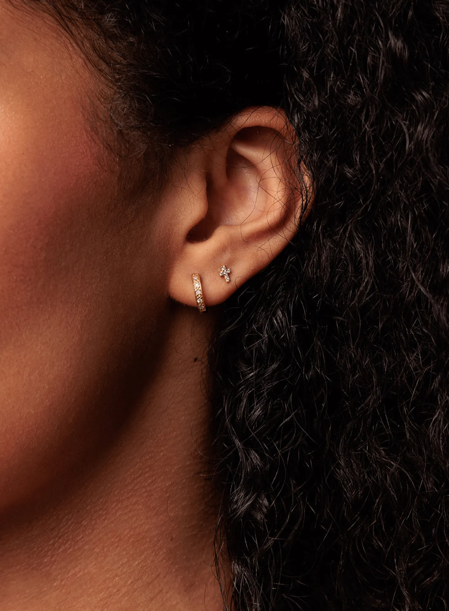 Gold & Diamond Small Huggie Hoops