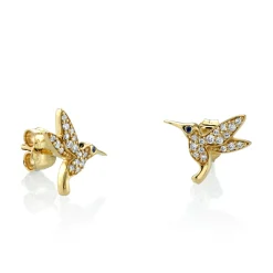 Gold & Diamond Small Hummingbird Stud