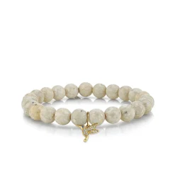 Gold & Diamond Small Hummingbrid on Cream Jasper