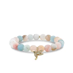 Gold & Diamond Small Hummingbird on Multi Morganite