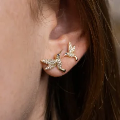 Gold & Diamond Small Hummingbird Stud