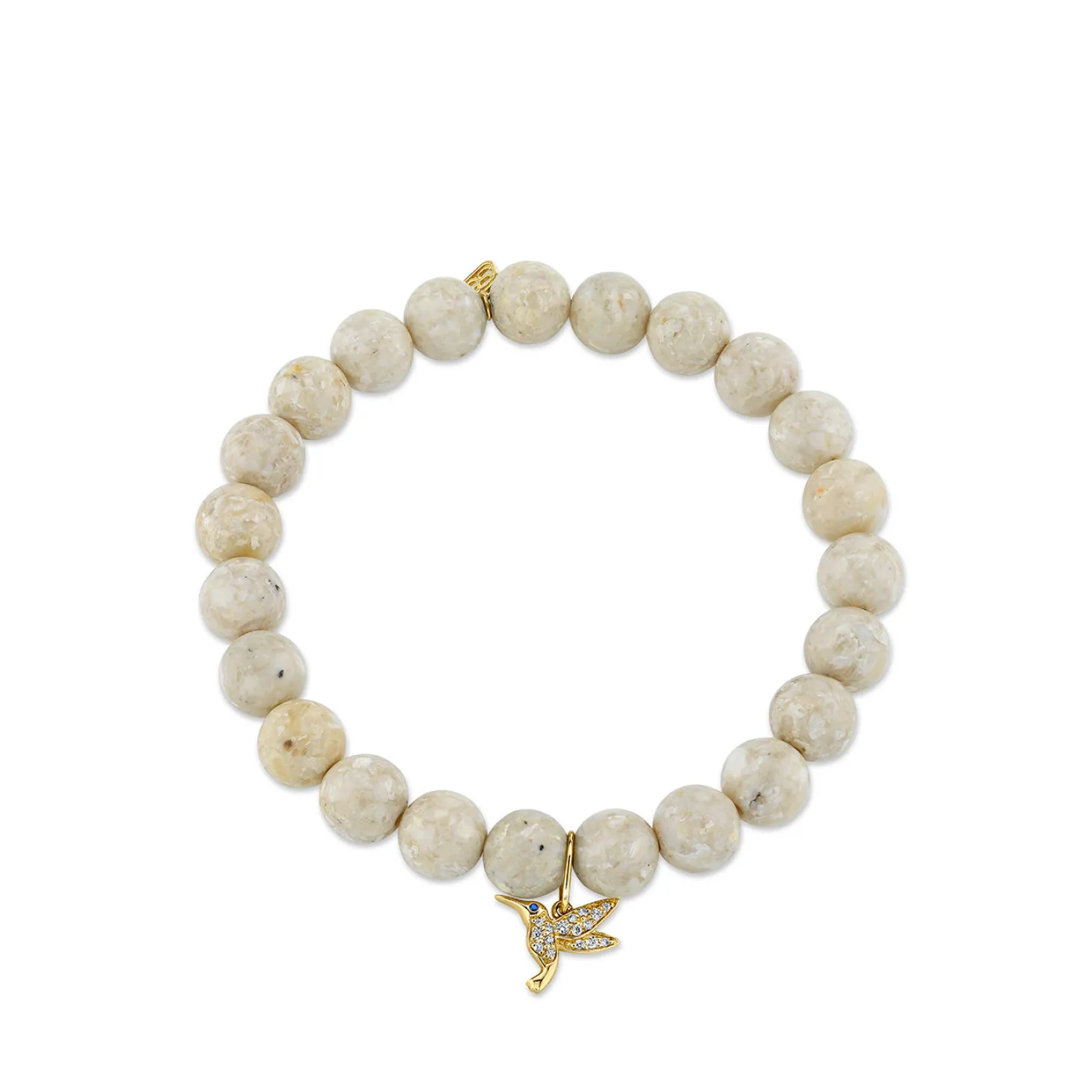 Gold & Diamond Small Hummingbrid on Cream Jasper