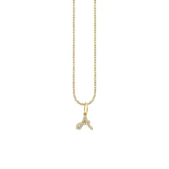 Gold & Diamond Small Initial Charm Necklace