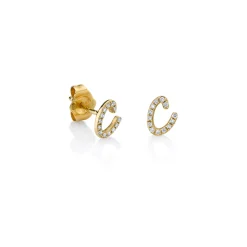 Gold & Diamond Small Initial Stud