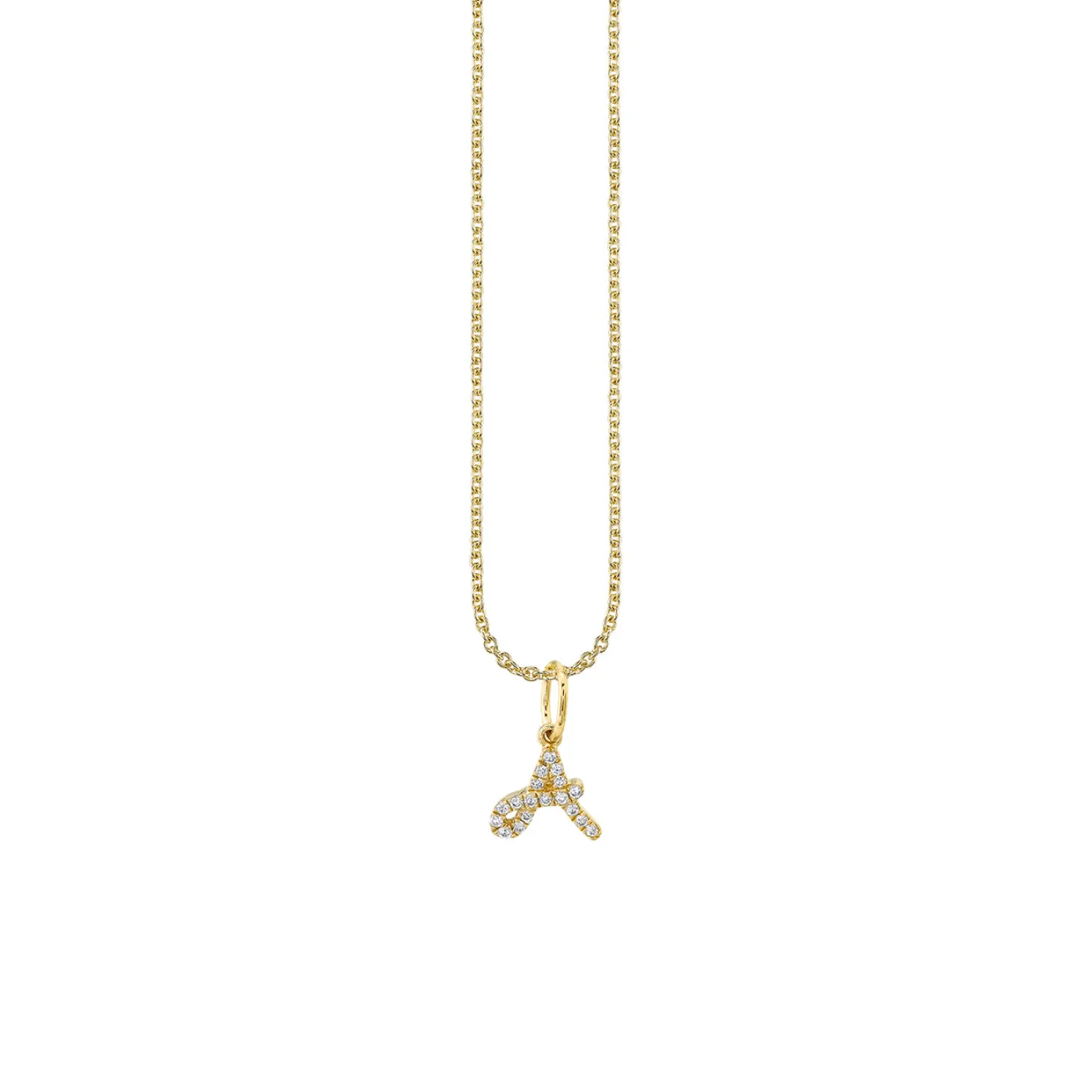 Gold & Diamond Small Initial Charm Necklace