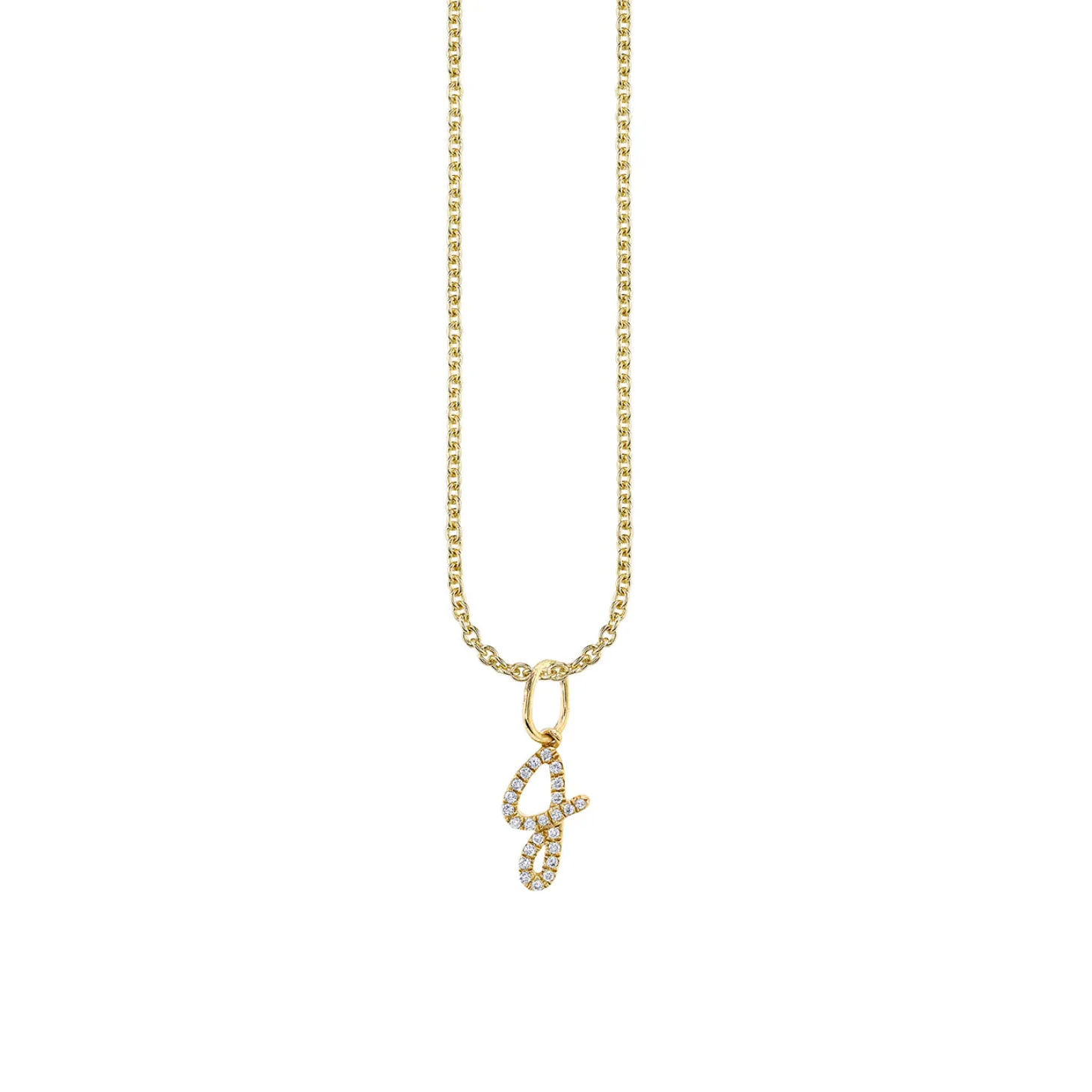 Gold & Diamond Small Initial Charm Necklace