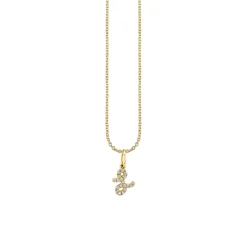 Gold & Diamond Small Initial Charm Necklace