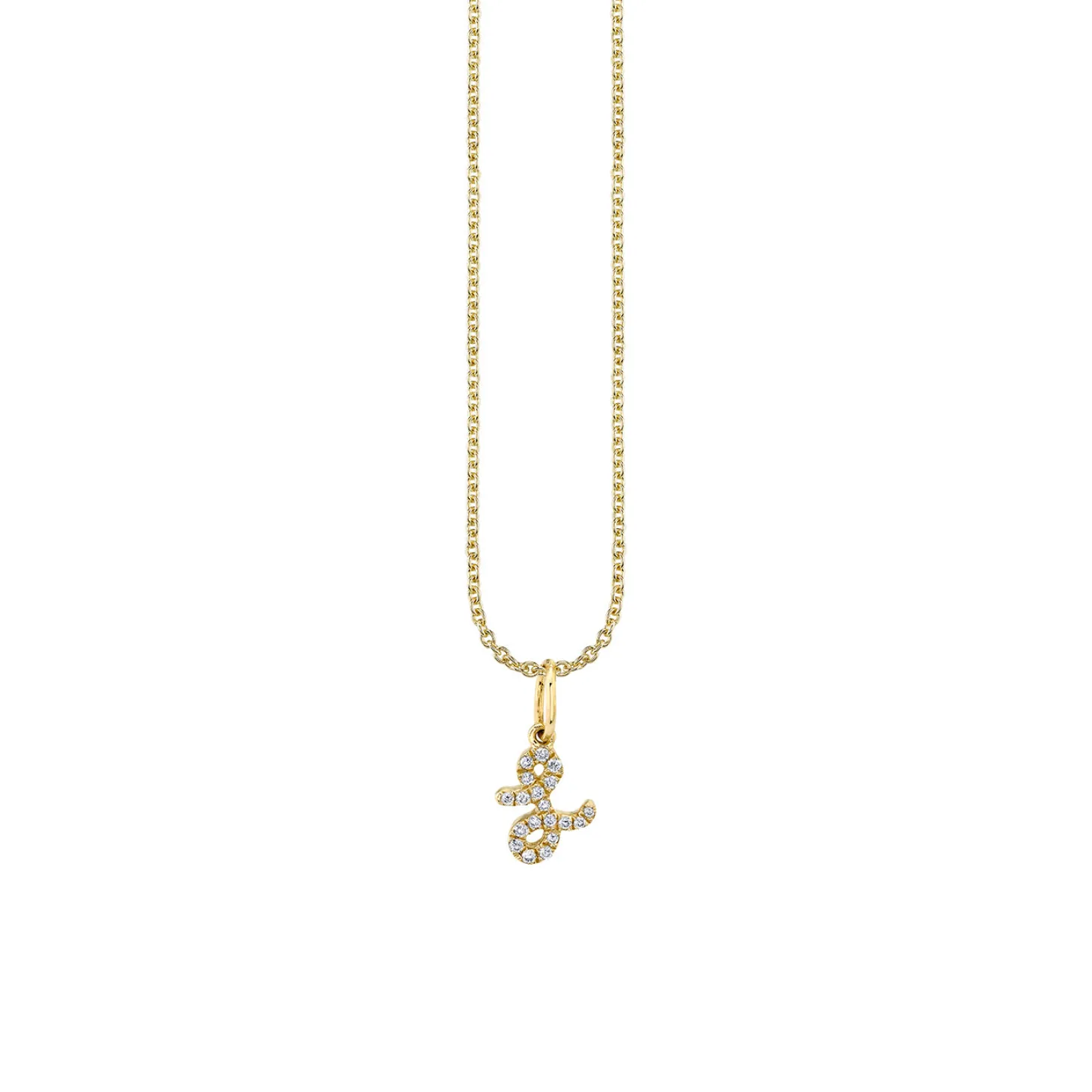 Gold & Diamond Small Initial Charm Necklace