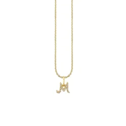 Gold & Diamond Small Initial Charm Necklace