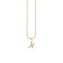 Gold & Diamond Small Initial Charm Necklace