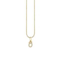 Gold & Diamond Small Initial Charm Necklace