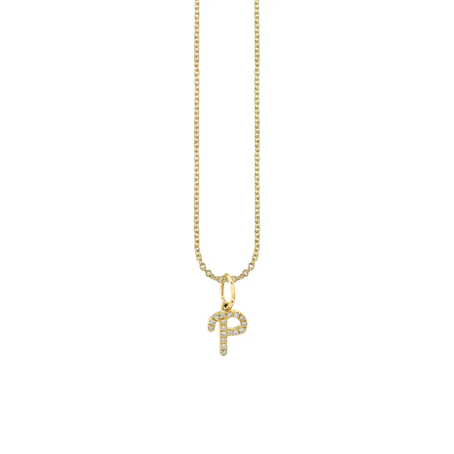 Gold & Diamond Small Initial Charm Necklace