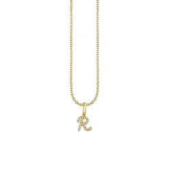 Gold & Diamond Small Initial Charm Necklace