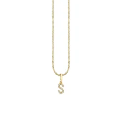 Gold & Diamond Small Initial Charm Necklace