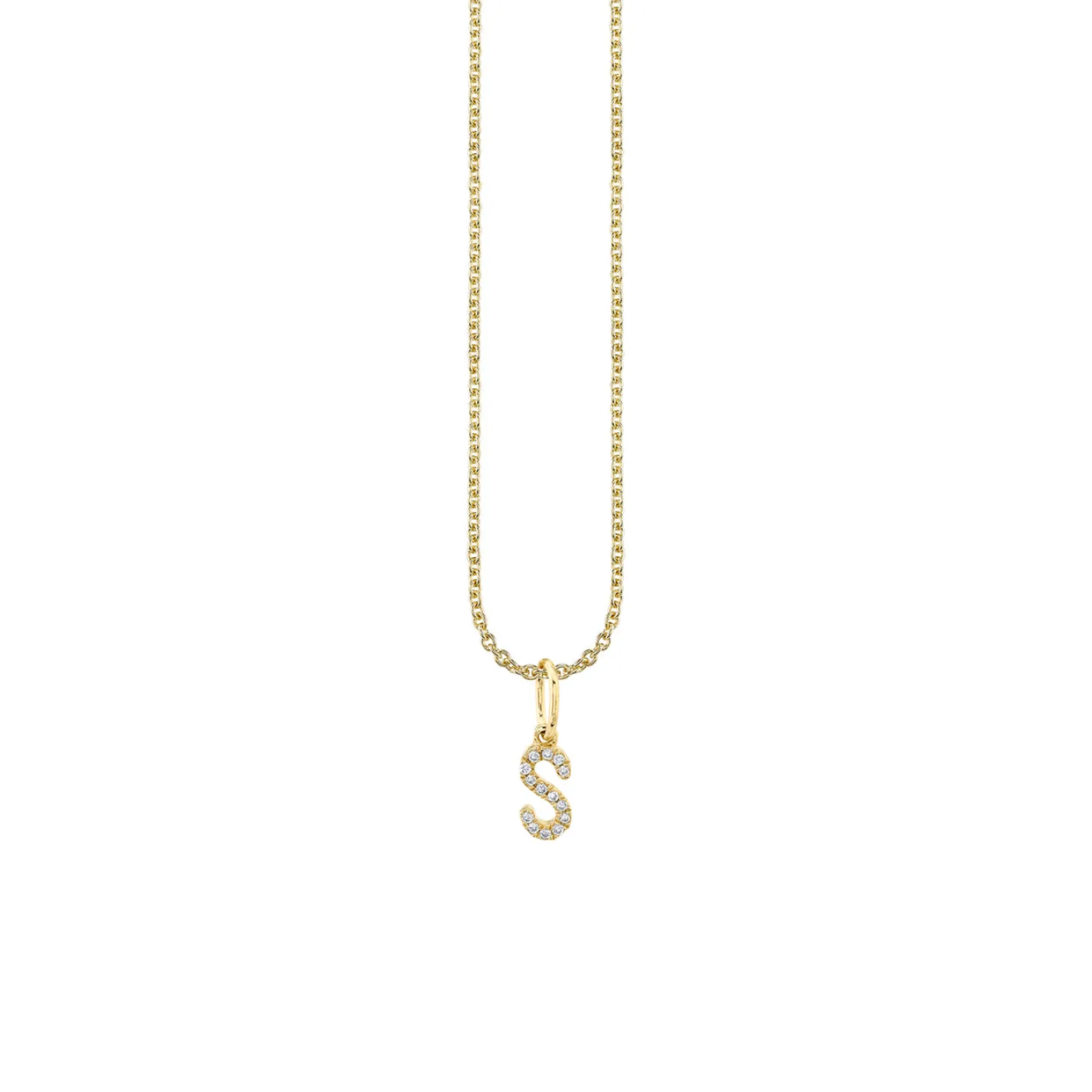 Gold & Diamond Small Initial Charm Necklace