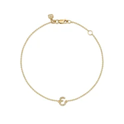 Gold & Diamond Small Initial Bracelet