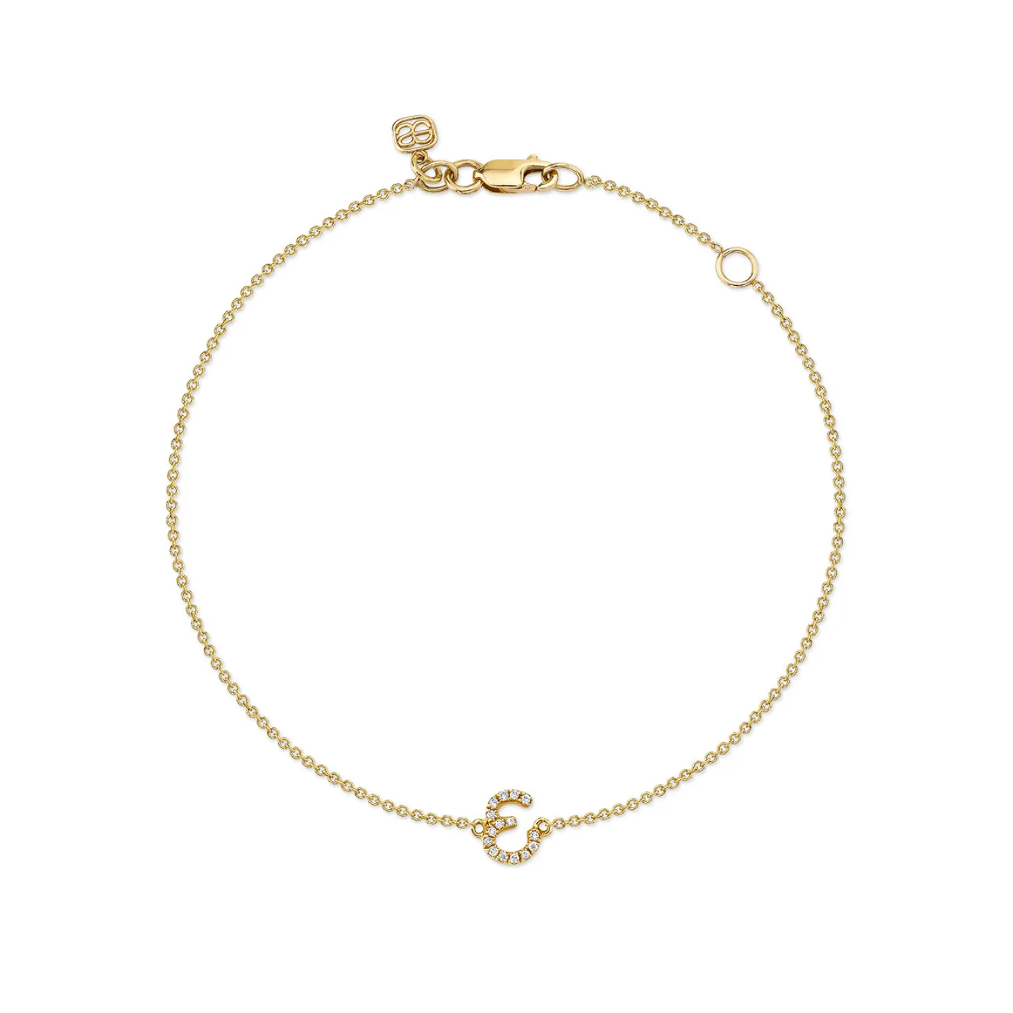 Gold & Diamond Small Initial Bracelet