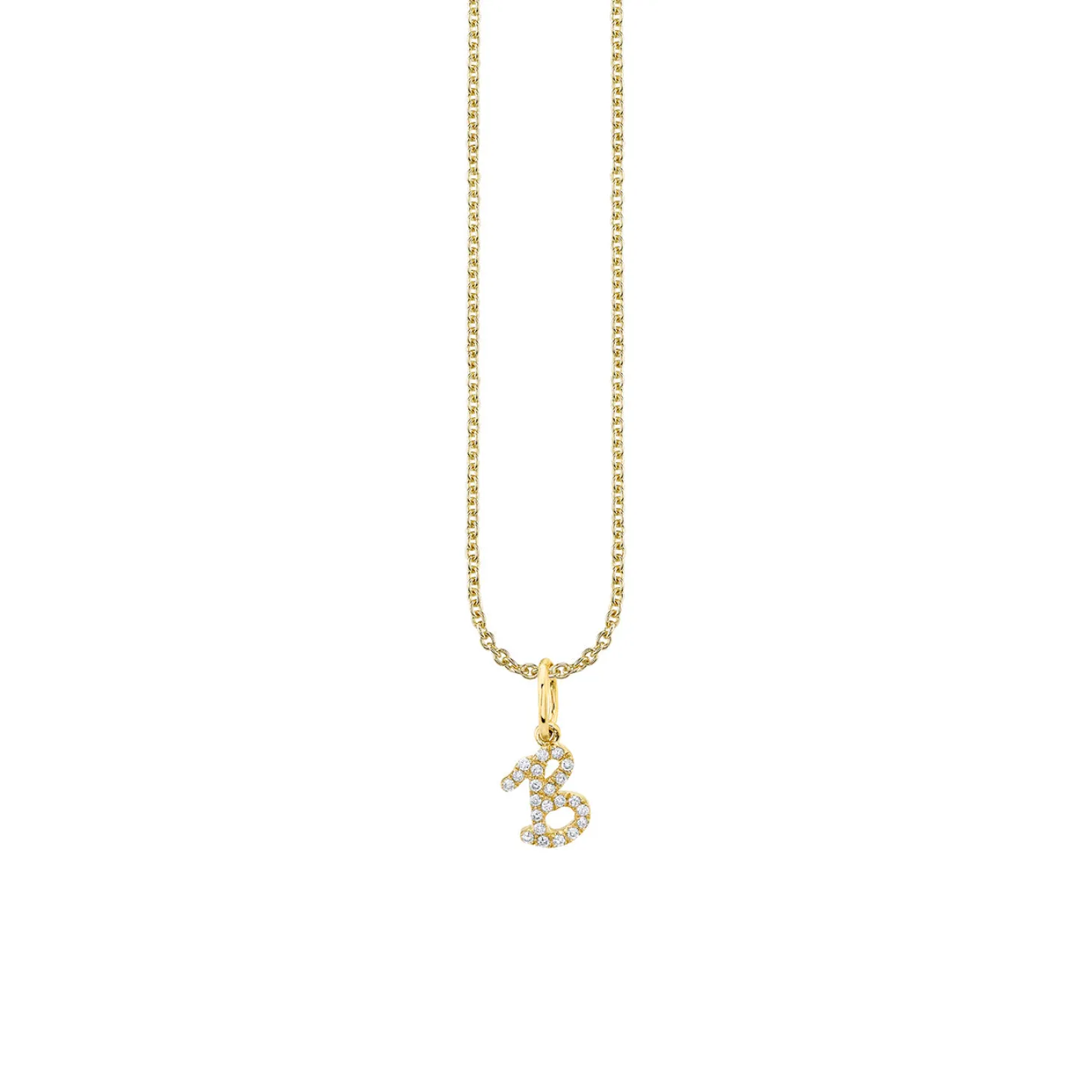 Gold & Diamond Small Initial Charm Necklace